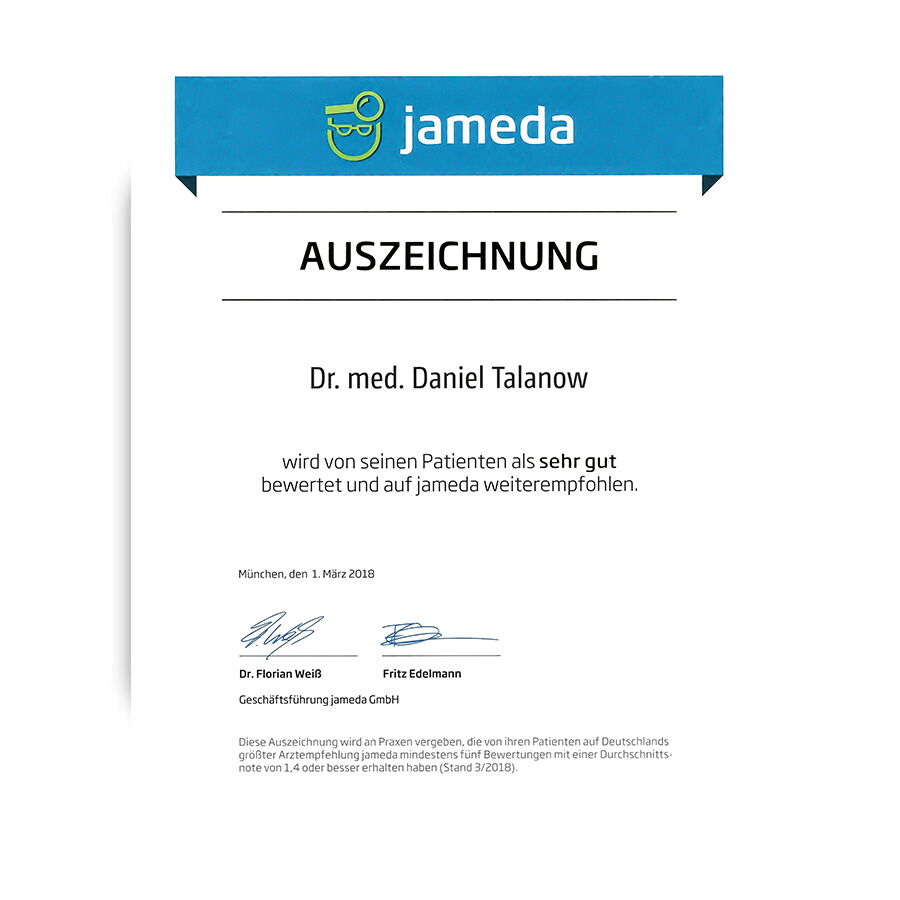 Jameda Auszeichnung - sehr gut